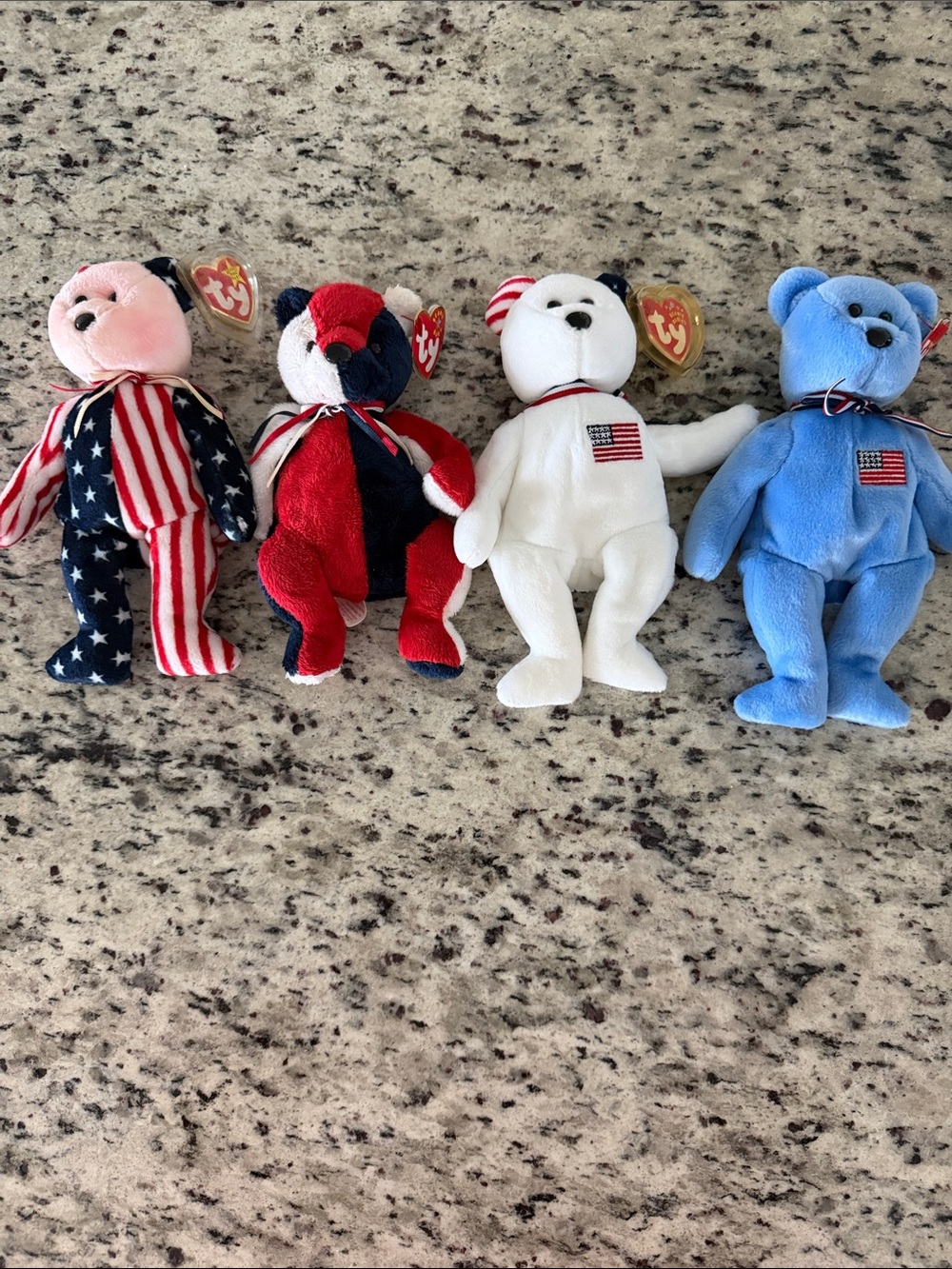 Ty Patriotic Beanie Baby Bears - Red White Blue Plush Set